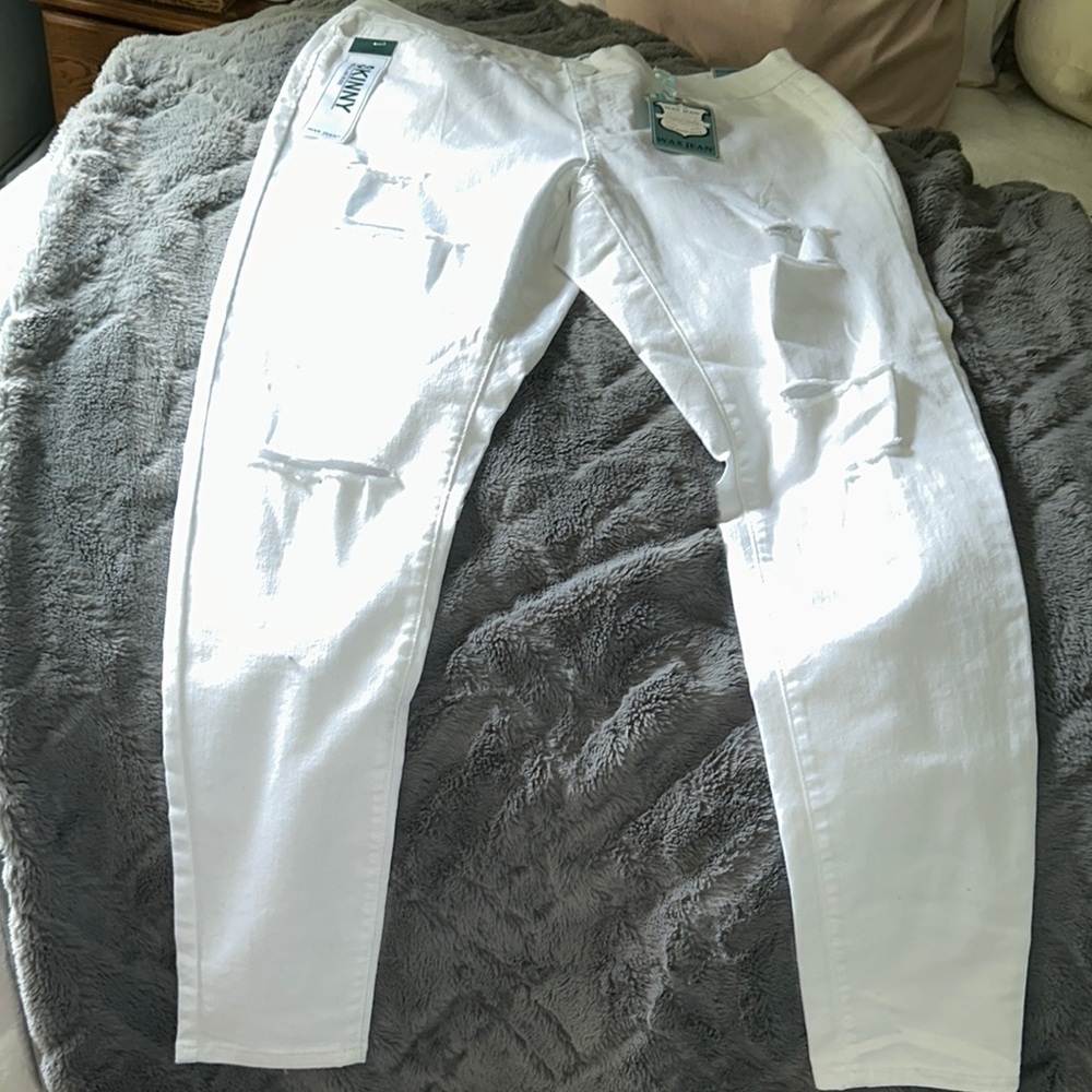 Wax Jean  White Skinny Jeans Lightweight Distressed Denim new with tags Sz 16